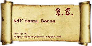 Nádassy Borsa névjegykártya